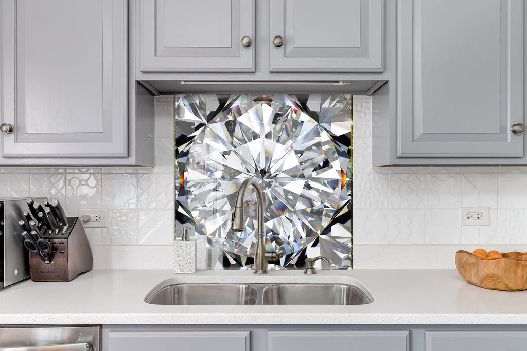 Luxury Diamond - Tempered Glass Kitchen Backsplash-BacksplashArtworks