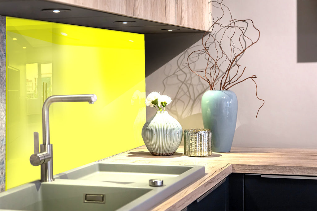 Light Yellow - Tempered Glass Kitchen Backsplash-BacksplashArtworks
