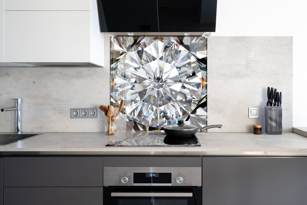 Luxury Diamond - Tempered Glass Kitchen Backsplash-BacksplashArtworks