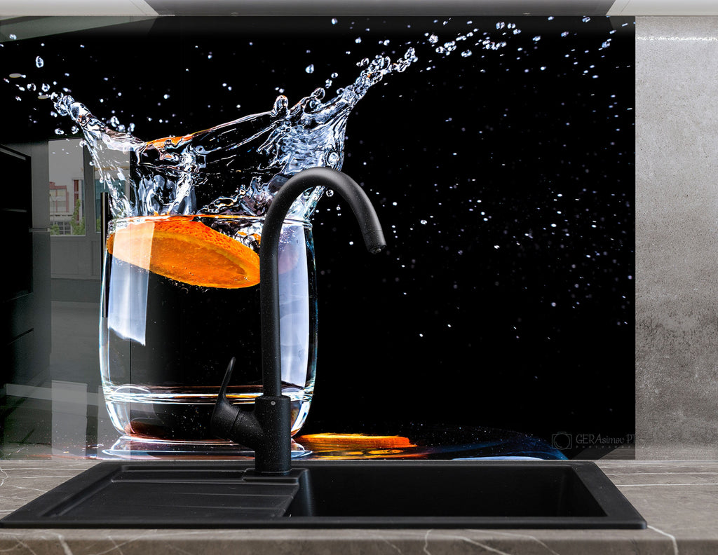 Modern Water Splash - Glass Kitchen Backsplash-BacksplashArtworks