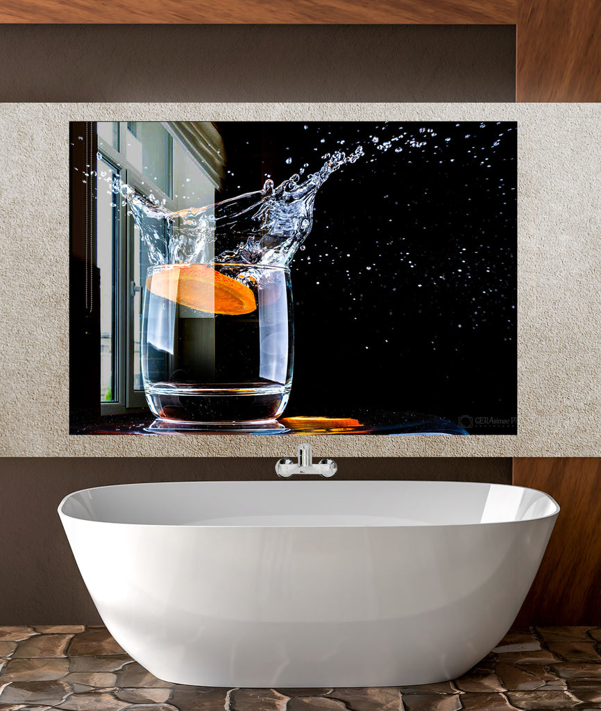 Modern Water Splash - Glass Kitchen Backsplash-BacksplashArtworks
