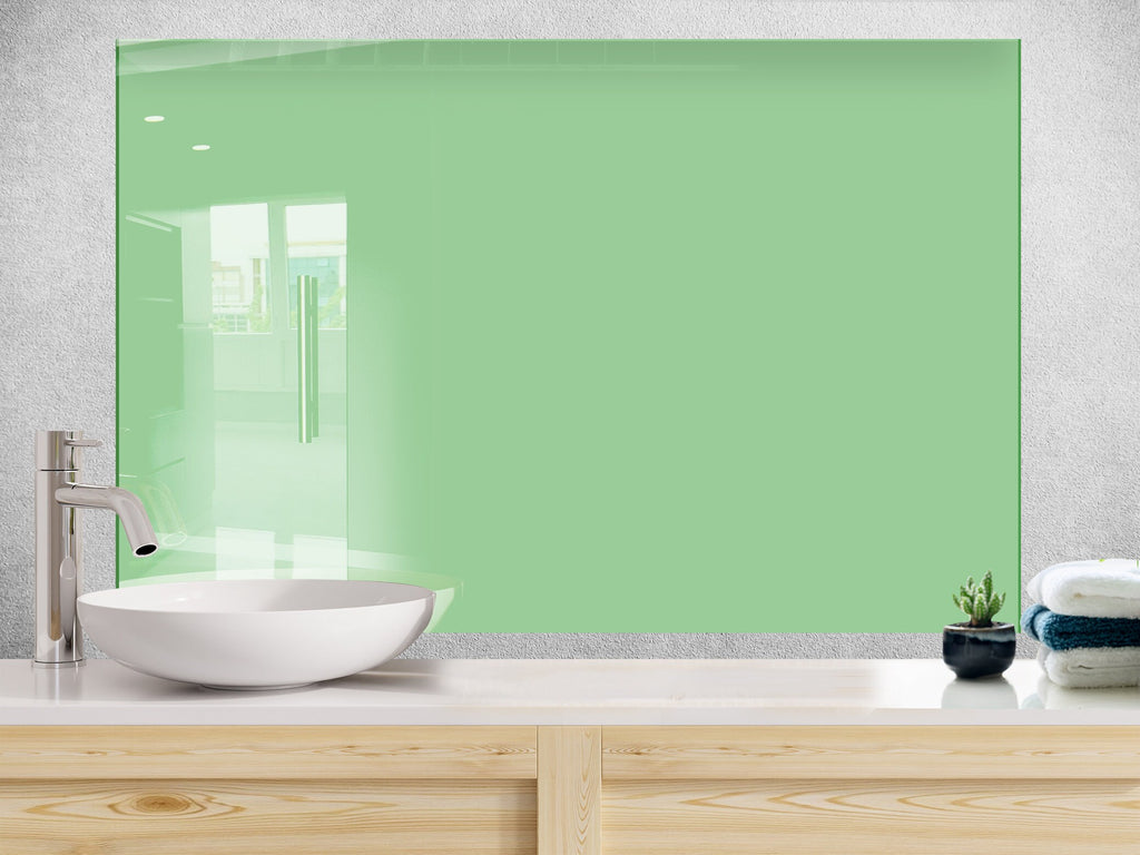 Faded Green - Tempered Glass Kitchen Backsplash-BacksplashArtworks
