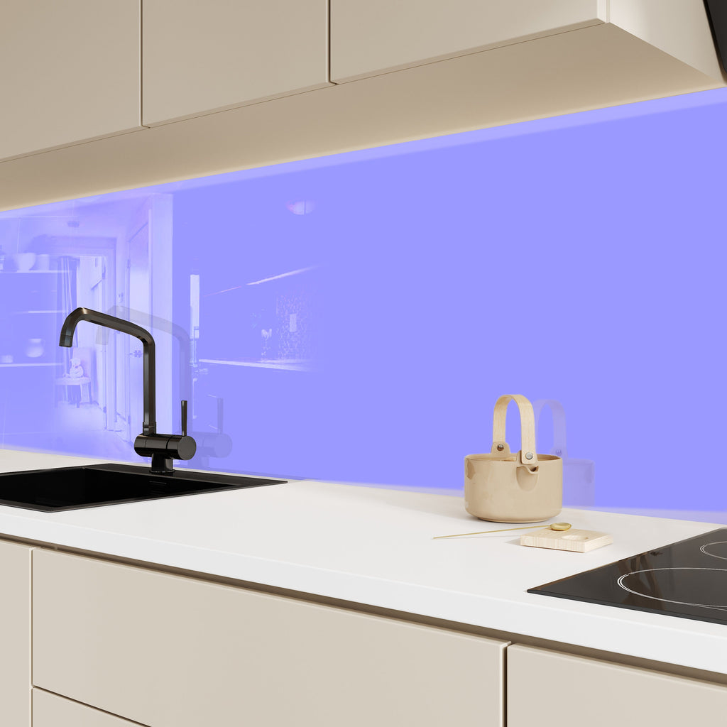 Pastel Blue - Tempered Glass Kitchen Backsplash-BacksplashArtworks