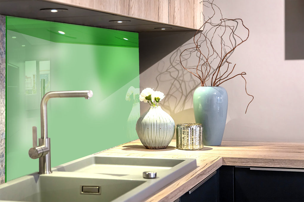 Faded Green - Tempered Glass Kitchen Backsplash-BacksplashArtworks