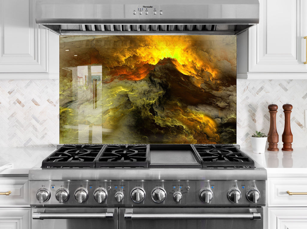 Fiery Storm - Glass Kitchen Backsplash-BacksplashArtworks