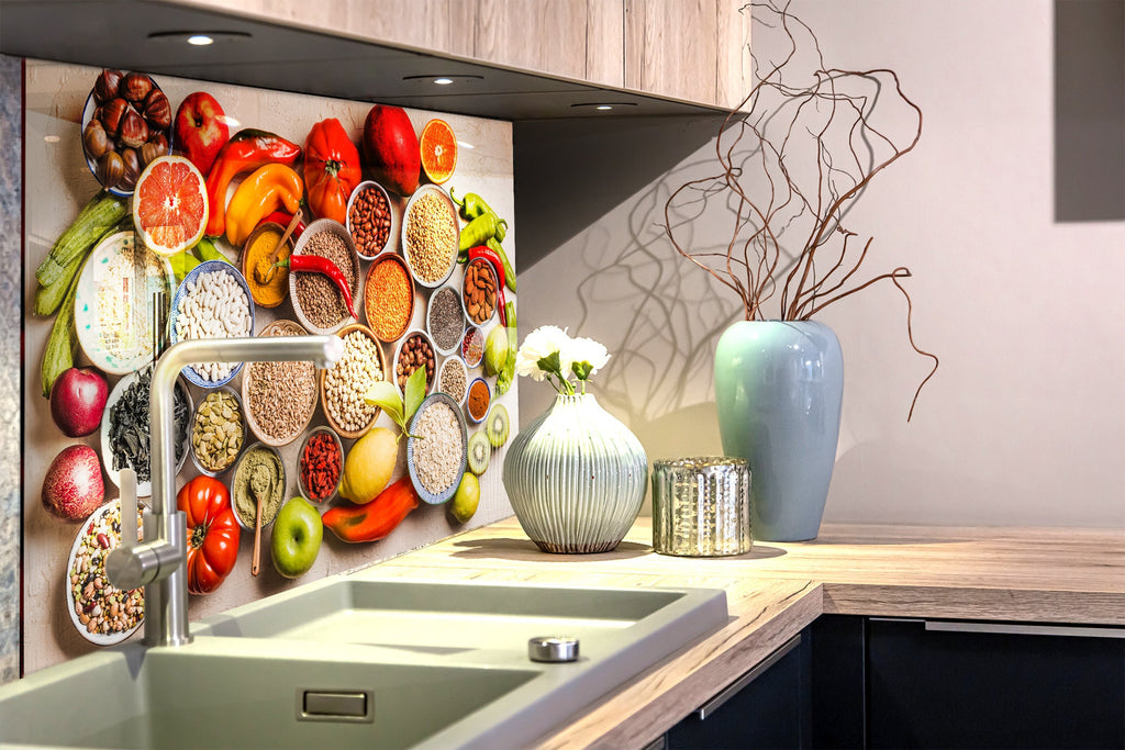 Fresh Harvest - Tempered Glass Kitchen Backsplash-BacksplashArtworks