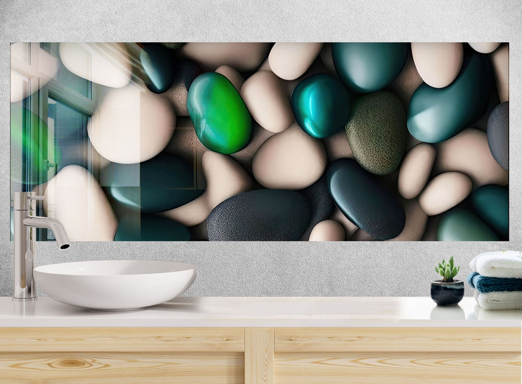 Zen Spa Stones Tempered Glass Backsplash-BacksplashArtworks