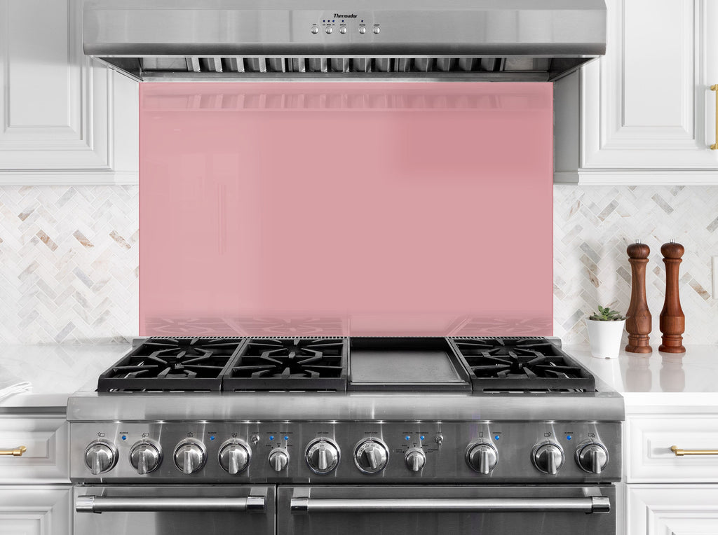 Blush Pink - Glass Kitchen Backsplash-BacksplashArtworks