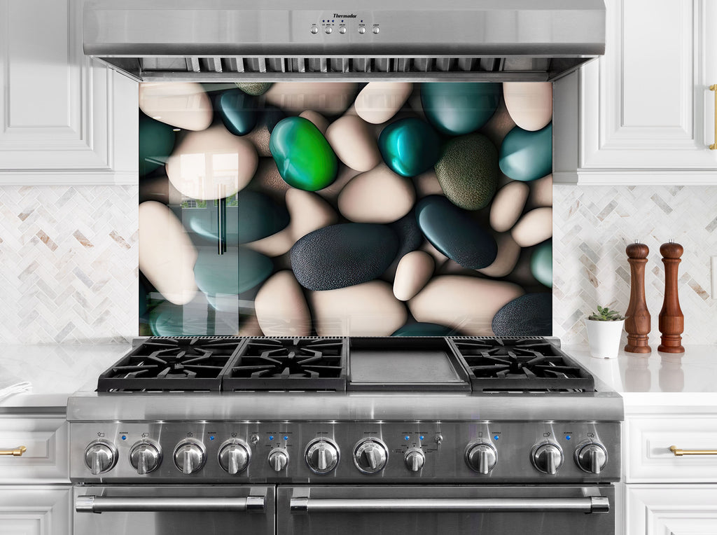 Zen Spa Stones Tempered Glass Backsplash-BacksplashArtworks