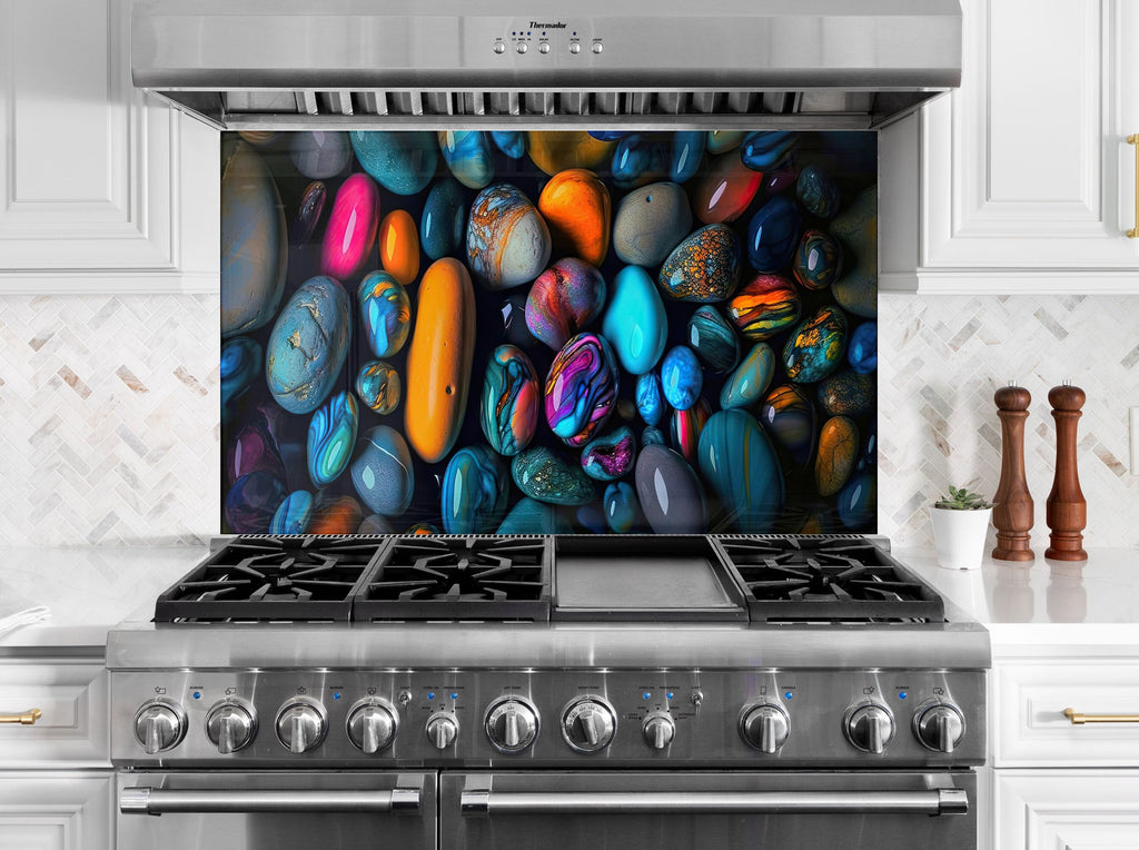 Zen Spa Stones Tempered Glass Backsplash-BacksplashArtworks