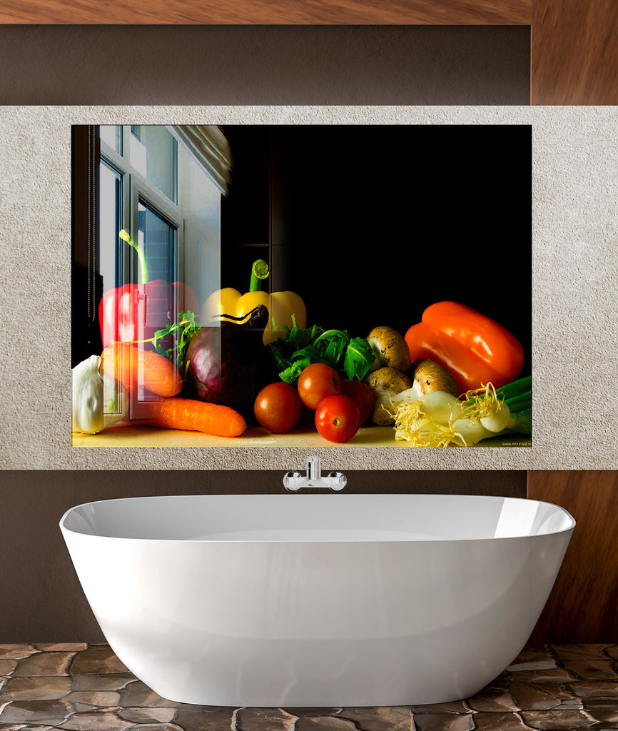 Fresh Vegetable Glass Kitchen Backsplash – Vibrant Healthy Harvest Design-BacksplashArtworks
