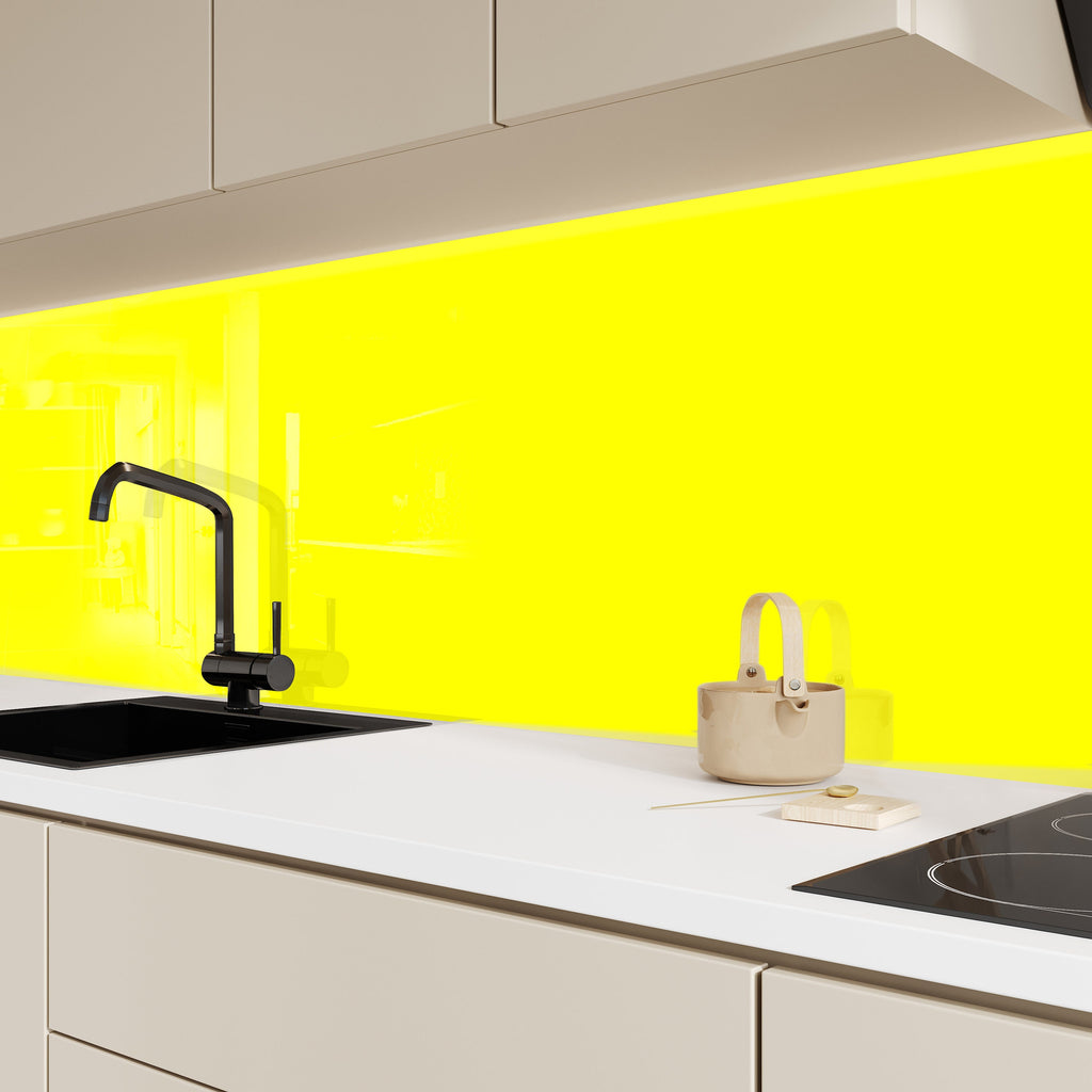 Bright Yellow - Glass Kitchen Backsplash-BacksplashArtworks