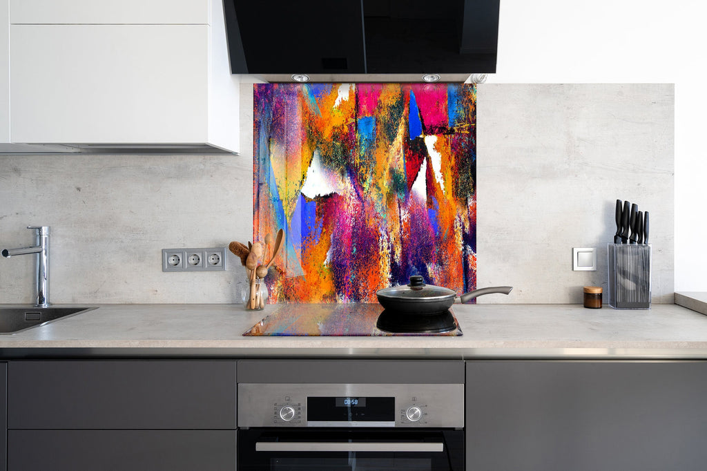 Abstract Tempered Glass Backsplash-BacksplashArtworks
