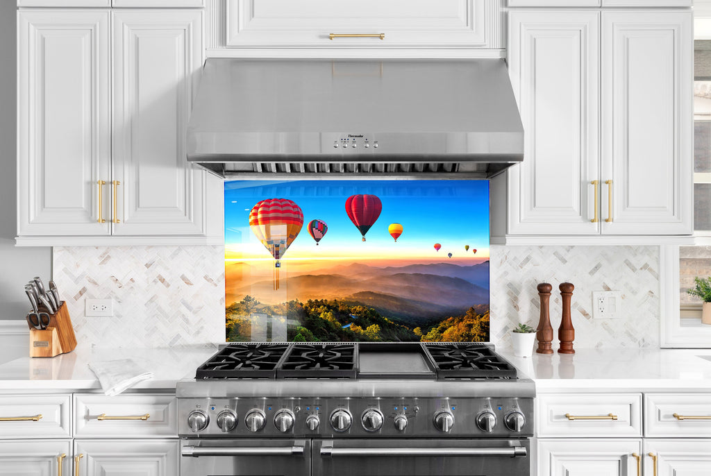 Hot Air Balloon Adventure - Glass Kitchen Backsplash-BacksplashArtworks