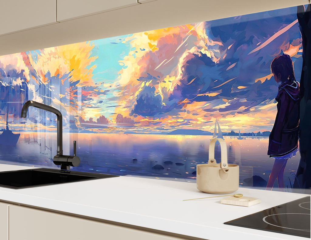 Dreamy Sunset Art – Glass Kitchen Backsplash-BacksplashArtworks