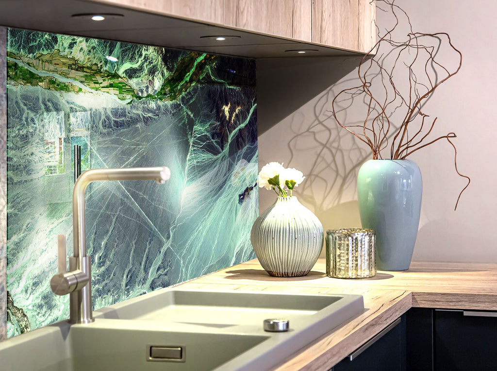 Emerald Green Marble - Glass Kitchen Backsplash-BacksplashArtworks