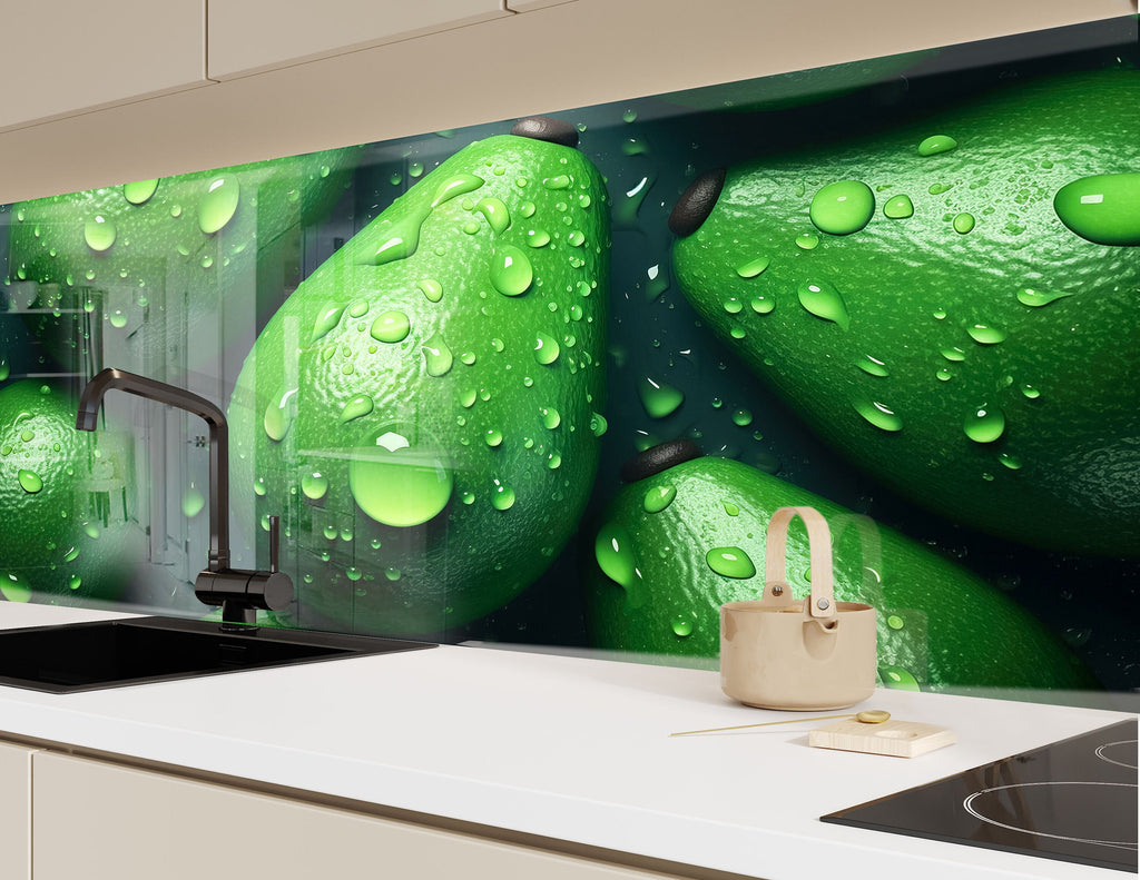 Fresh Avocado Glass Kitchen Backsplash – Refreshing Green Design-BacksplashArtworks