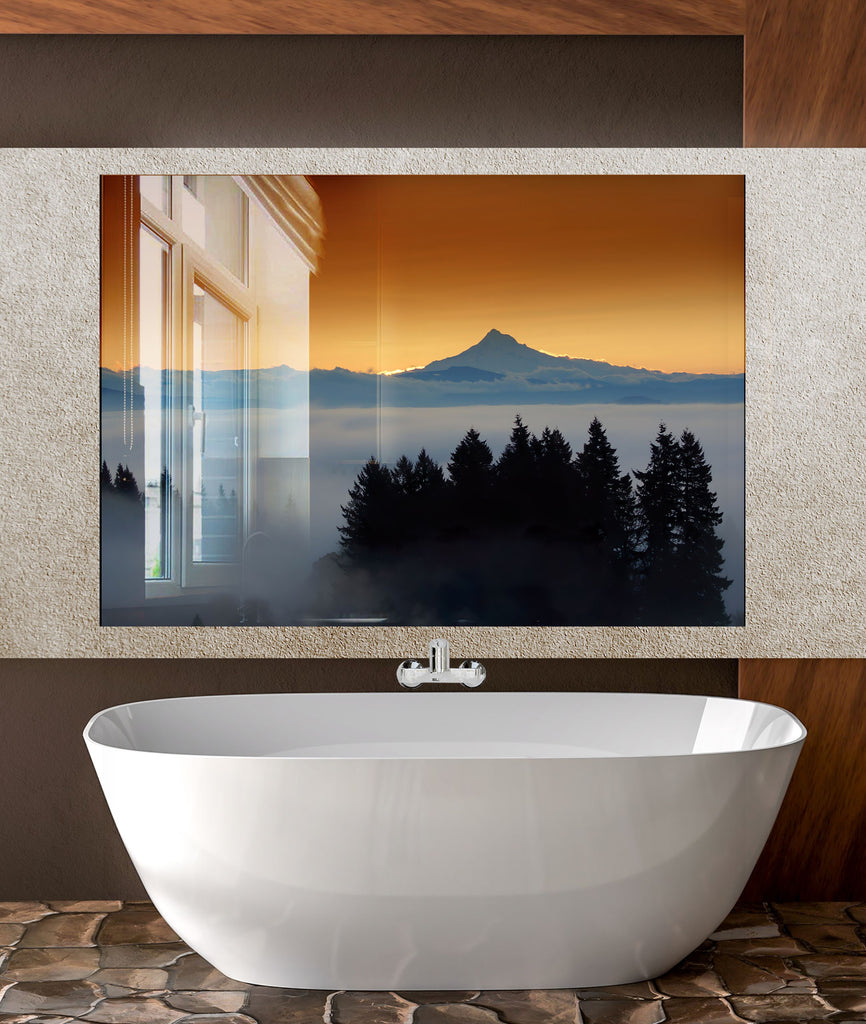 Mountain Sunset Mist - Glass Kitchen Backsplash-BacksplashArtworks