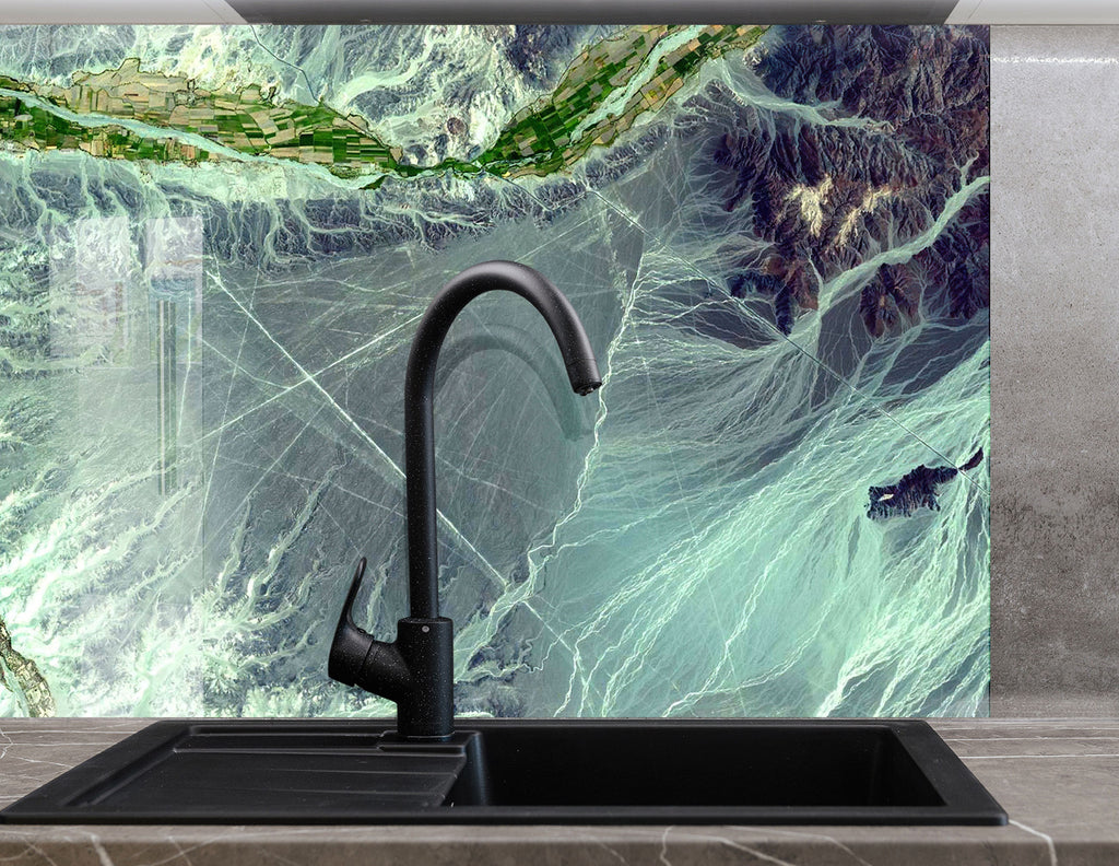Emerald Green Marble - Glass Kitchen Backsplash-BacksplashArtworks