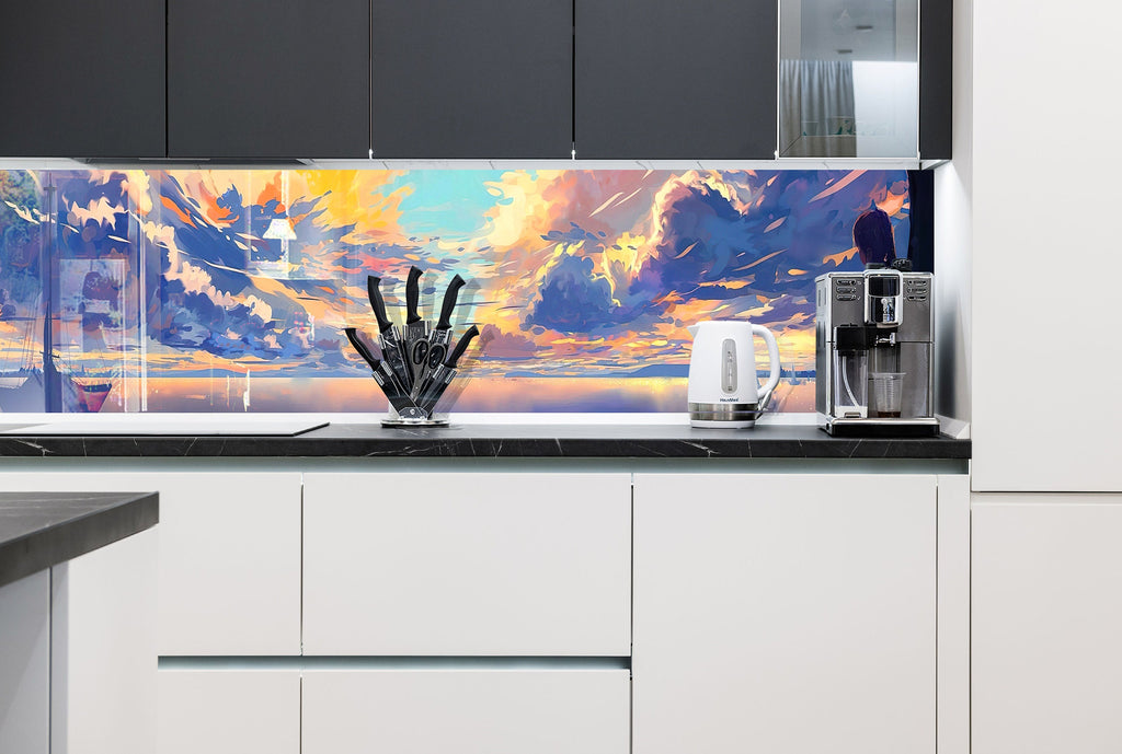 Dreamy Sunset Art – Glass Kitchen Backsplash-BacksplashArtworks