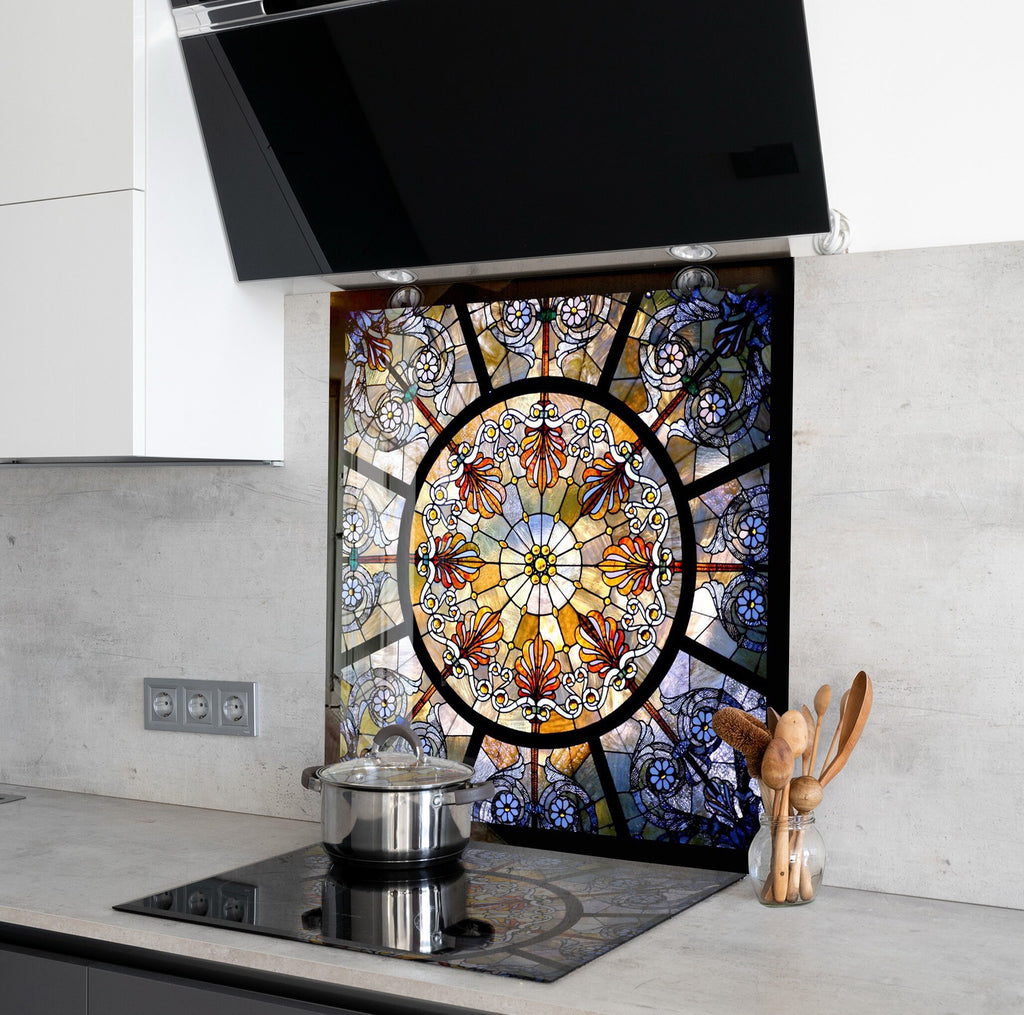 Classic Round Cathedral Design - Glass Kitchen Backsplash-BacksplashArtworks