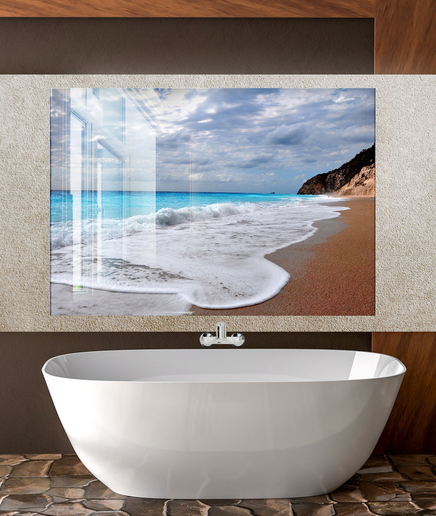 Serene Ocean Beach View Wall Art – Glass Backsplash for Kitchen-BacksplashArtworks