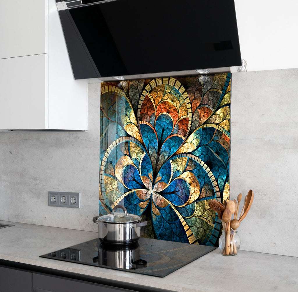 Abstract Tempered Glass Backsplash-BacksplashArtworks