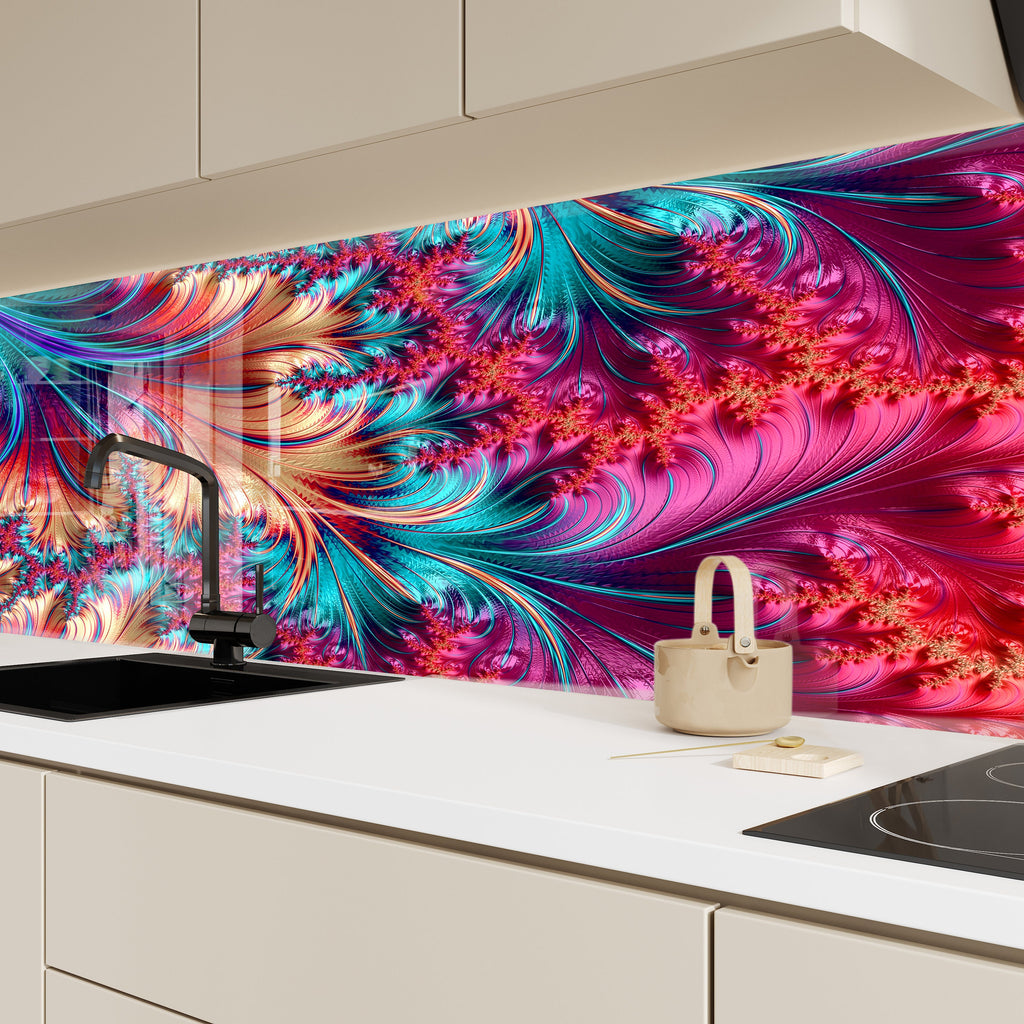 Abstract Tempered Glass Backsplash-BacksplashArtworks