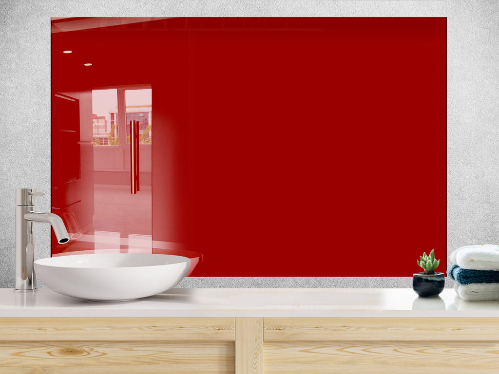 Ruby Red - Tempered Glass Kitchen Backsplash-BacksplashArtworks