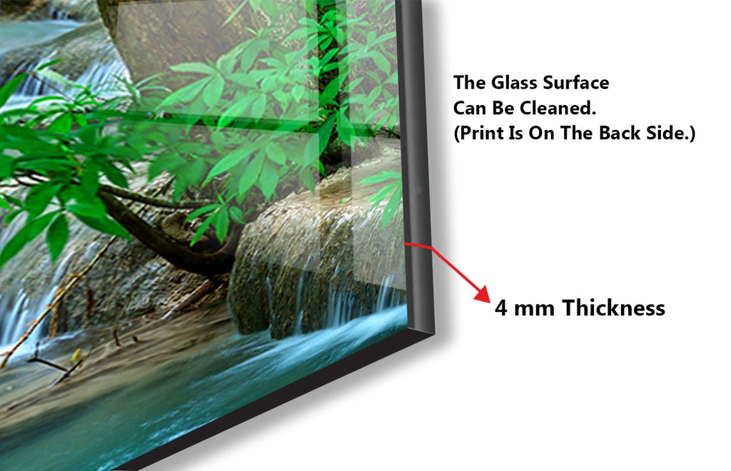 Tropical Waterfall Paradise – Glass Kitchen Backsplash-BacksplashArtworks