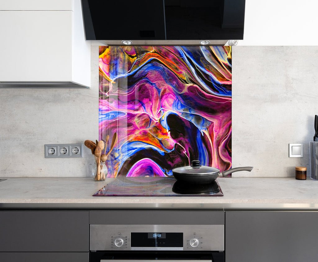 Abstract Tempered Glass Backsplash-BacksplashArtworks