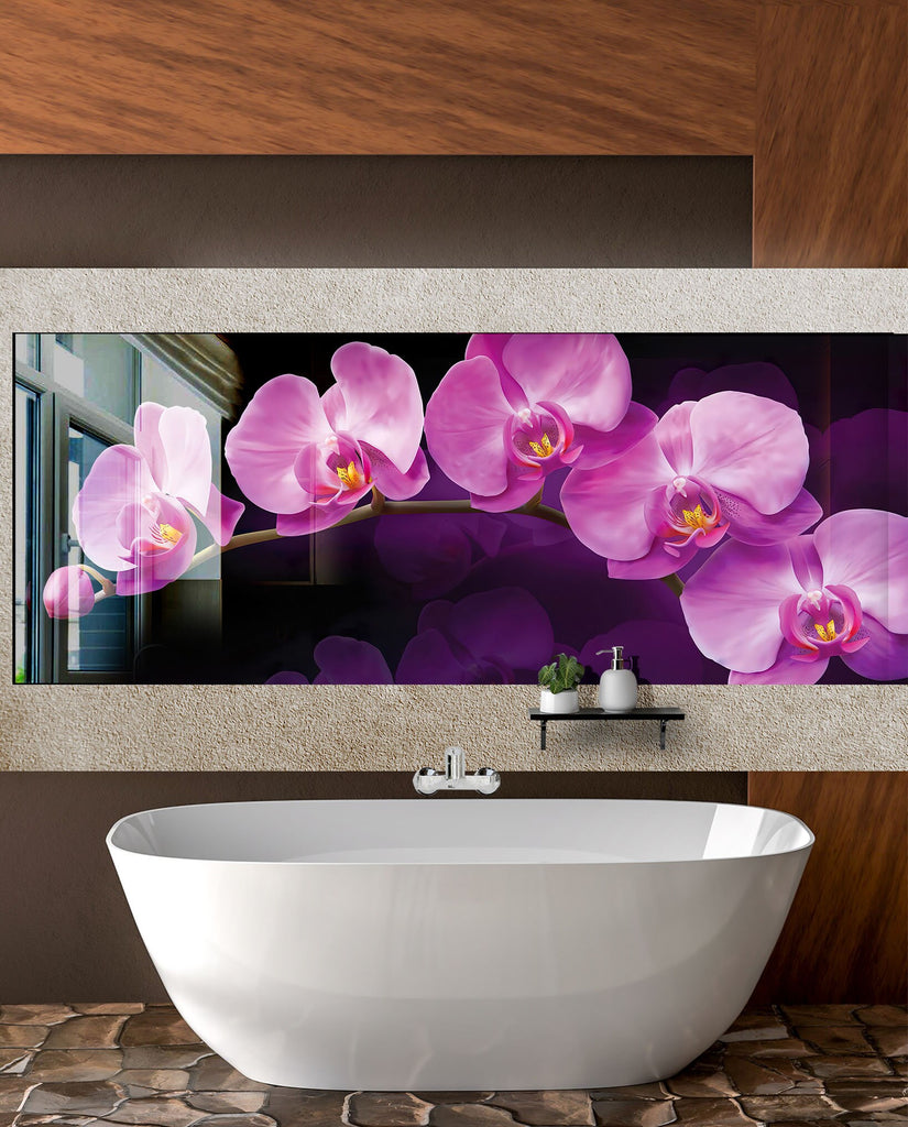 Purple Orchid Tempered Glass Backsplash-BacksplashArtworks