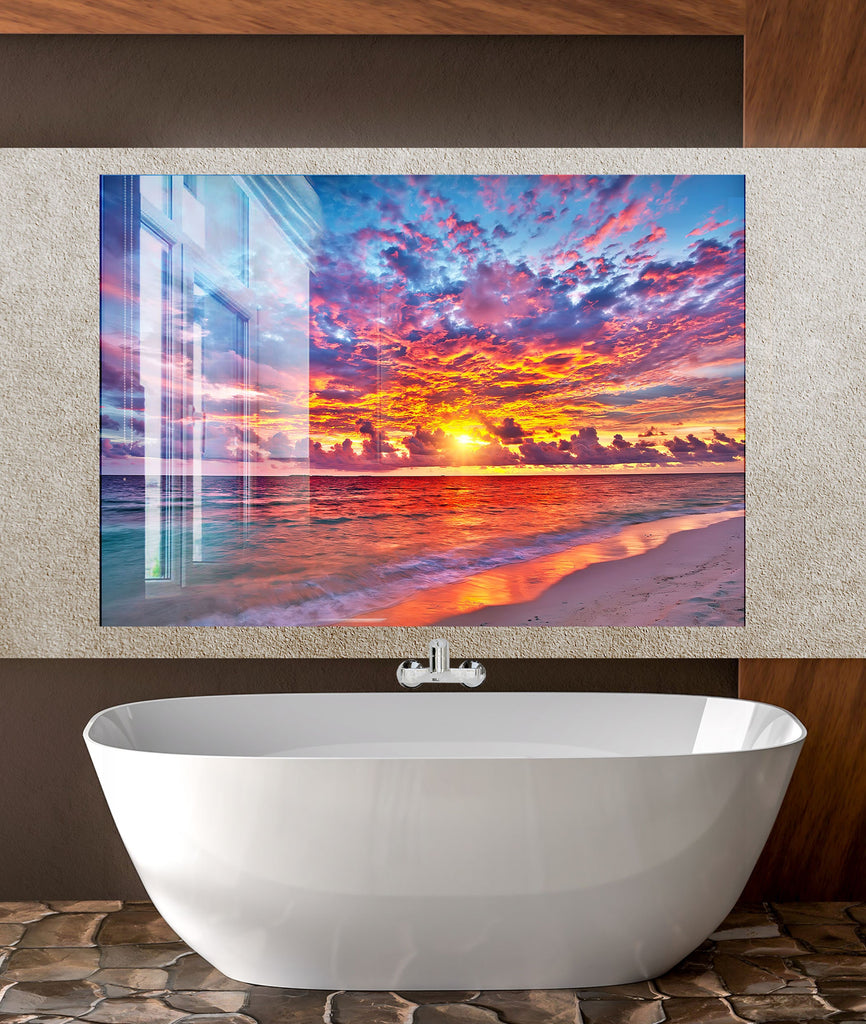 Tropical Sunset Glow – Tempered Glass Kitchen Backsplash-BacksplashArtworks