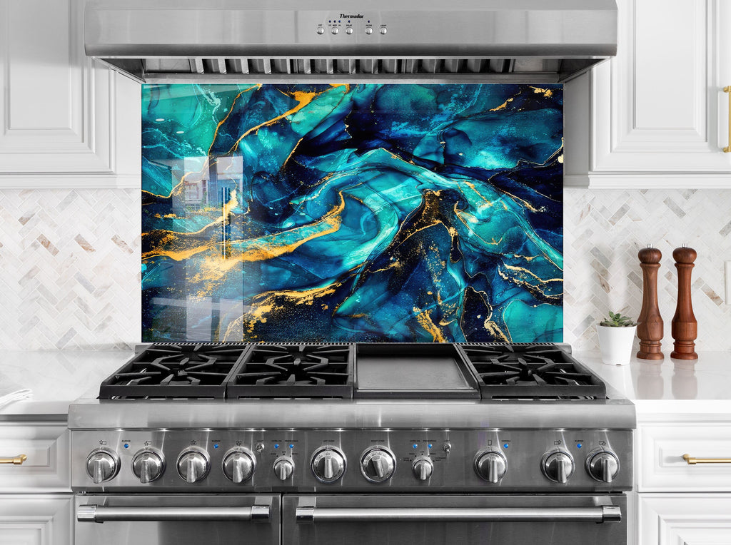 Abstract Tempered Glass Backsplash-BacksplashArtworks