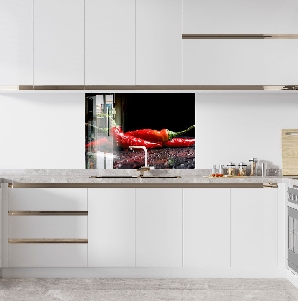 Chili Pepper - Glass Kitchen Backsplash-BacksplashArtworks