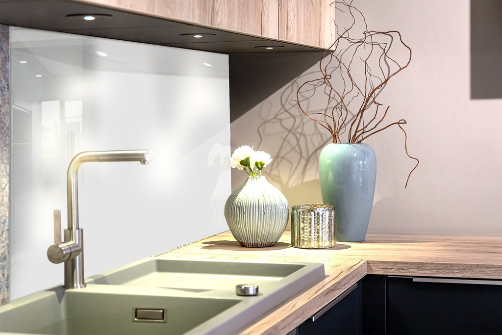 Light Grey - Tempered Glass Kitchen Backsplash-BacksplashArtworks