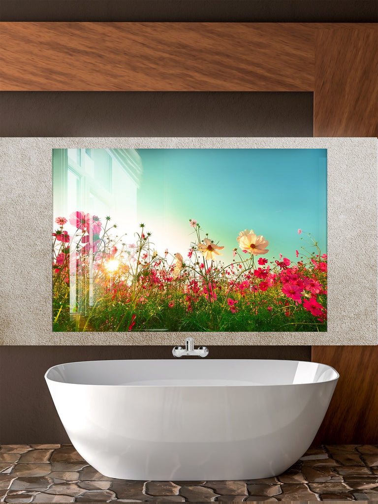 Botanical Floral Tempered Glass Backsplash-BacksplashArtworks
