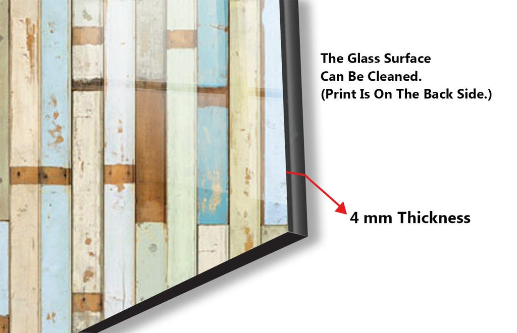 Vintage Coastal Wood - Glass Kitchen Backsplash-BacksplashArtworks