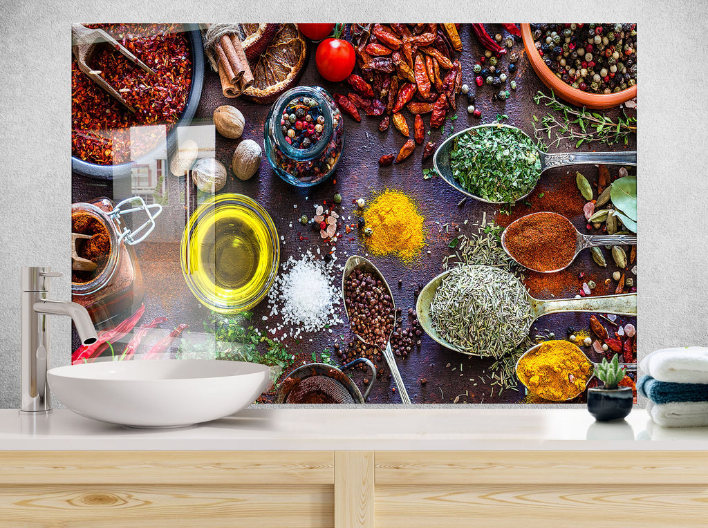 Mediterranean Spice Infusion - Glass Kitchen Backsplash-BacksplashArtworks