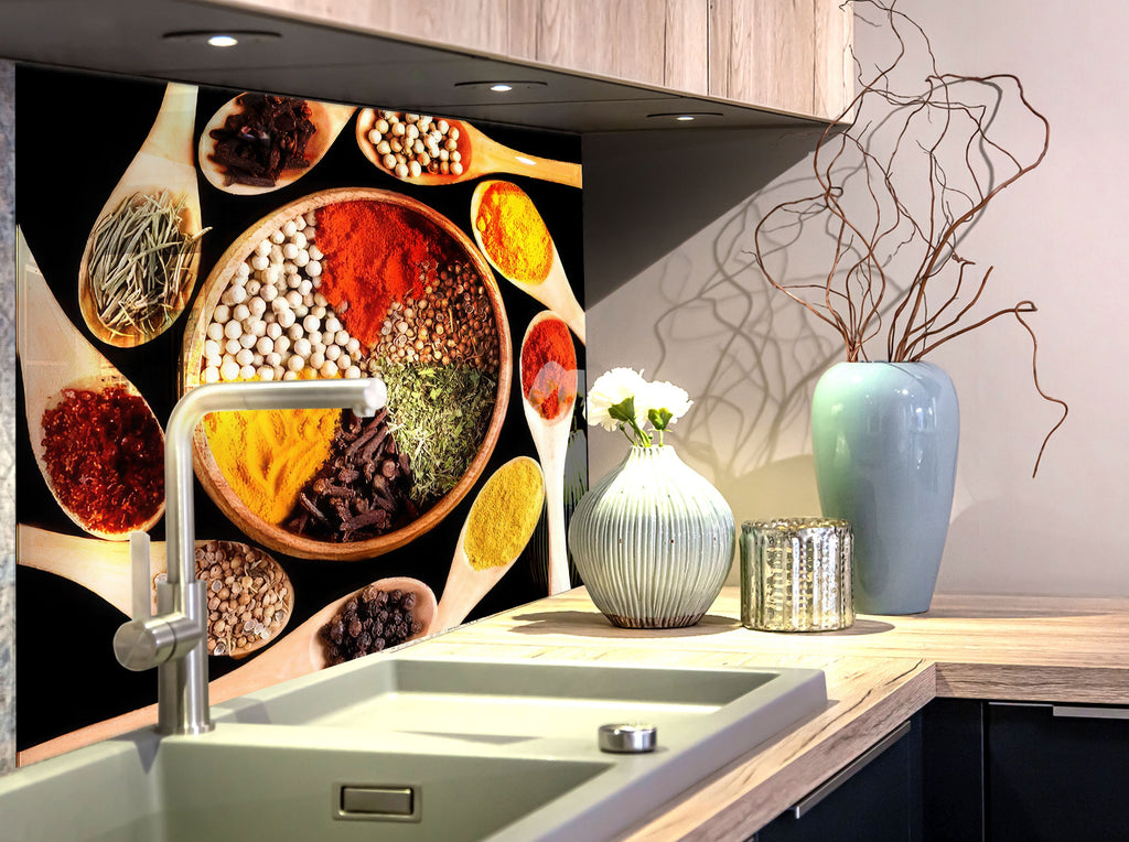 Exotic Spice Medley - Tempered Glass Kitchen Backsplash-BacksplashArtworks