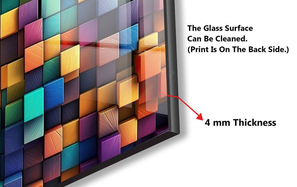 Modern Cubes Tempered Glass Backsplash-BacksplashArtworks