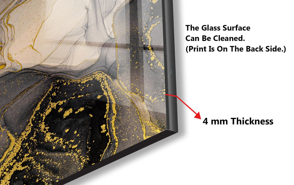 Obsidian Gold Marble - Glass Kitchen Backsplash-BacksplashArtworks