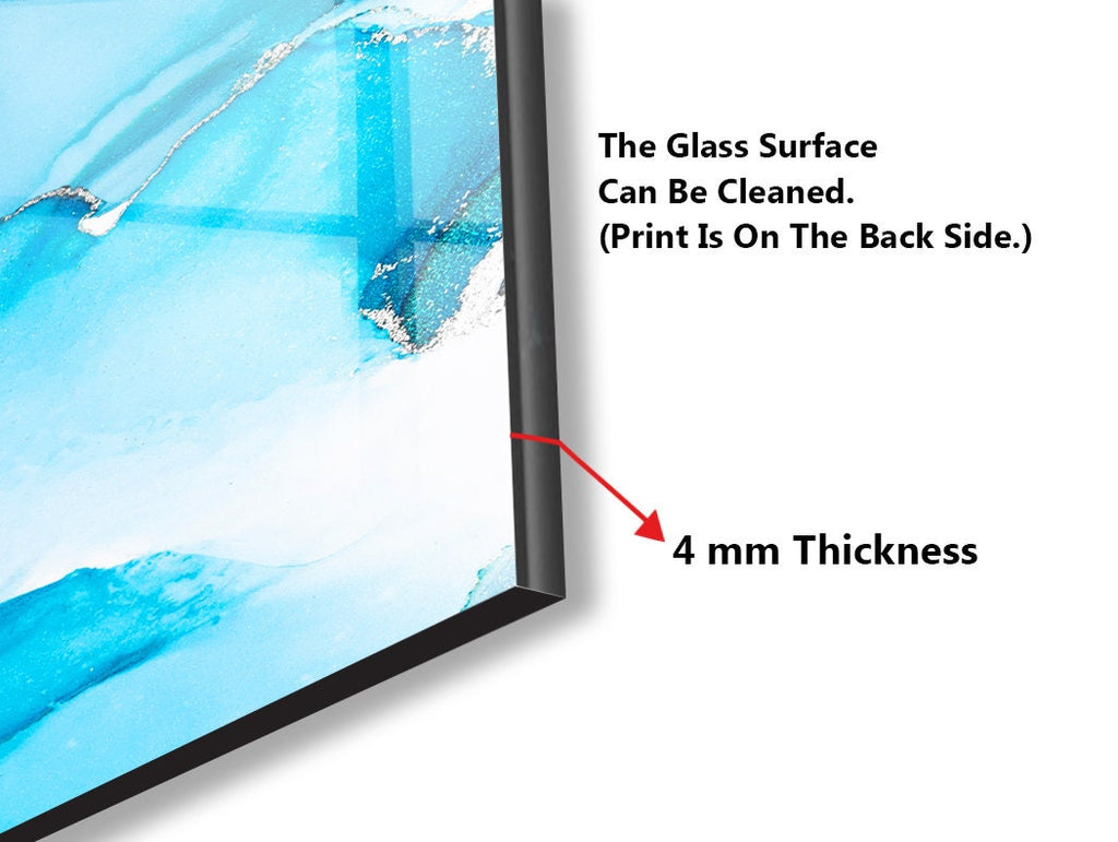 Tranquil Blue Waves - Glass Bathroom Backsplash-BacksplashArtworks