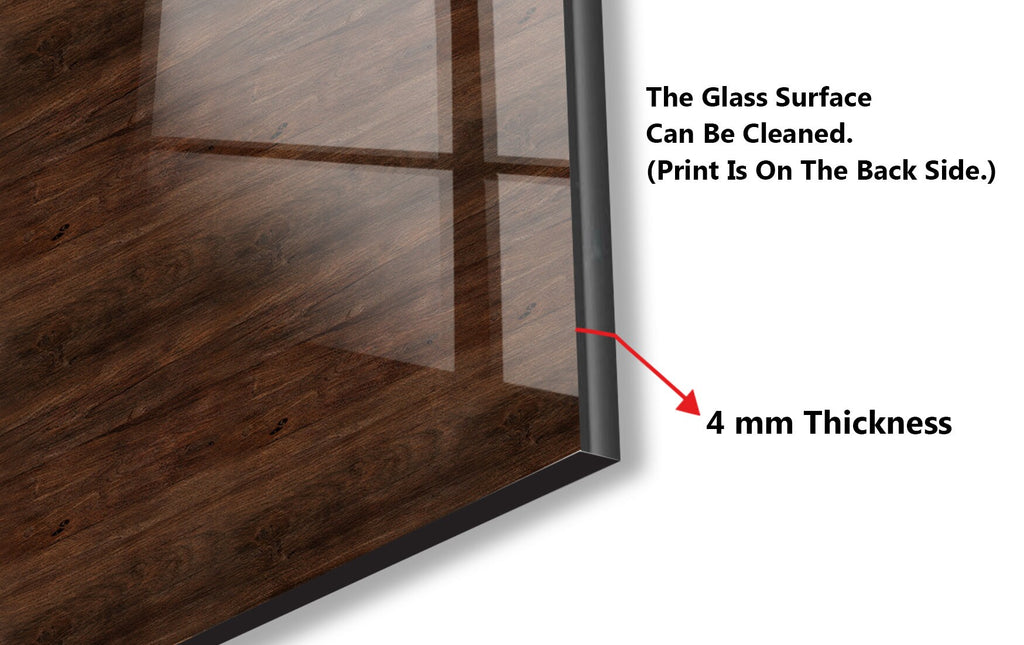Dark Walnut Wood Design - Tempered Glass Kitchen Backsplash-BacksplashArtworks