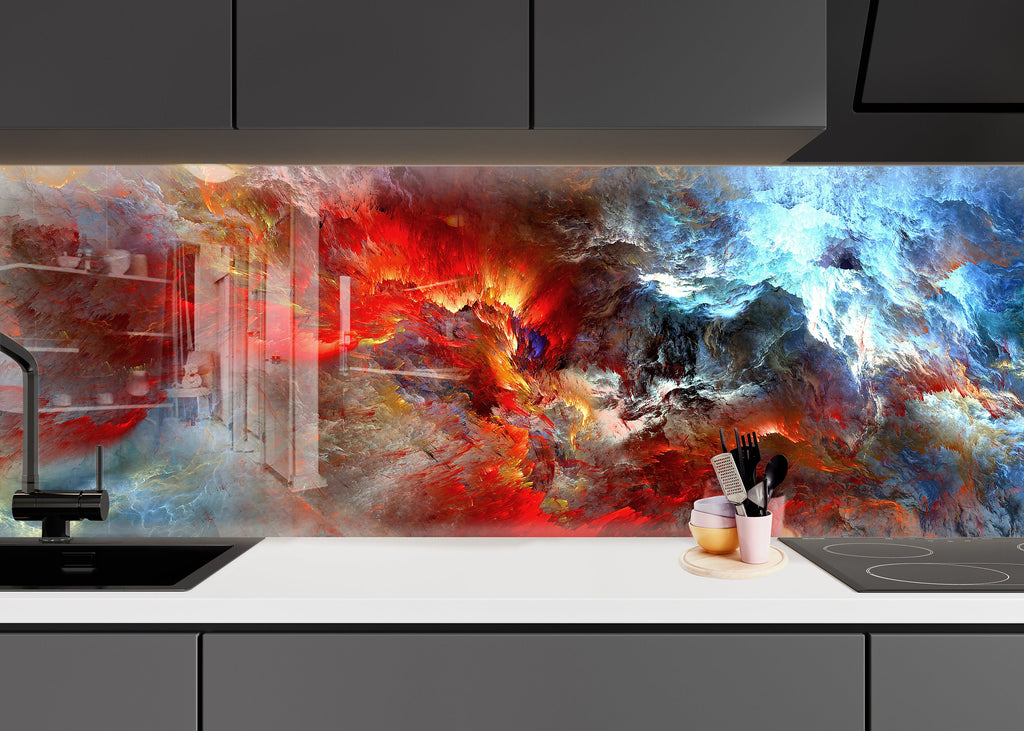 Abstract Tempered Glass Backsplash-BacksplashArtworks