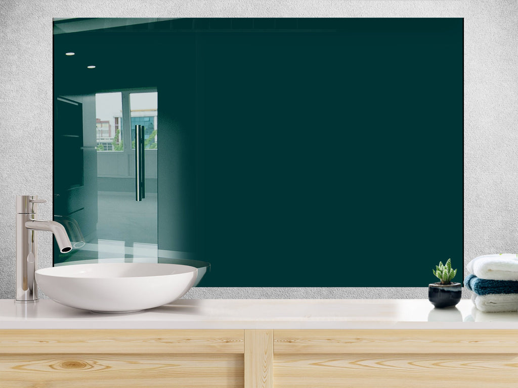 Dark Green - Tempered Glass Kitchen Backsplash-BacksplashArtworks