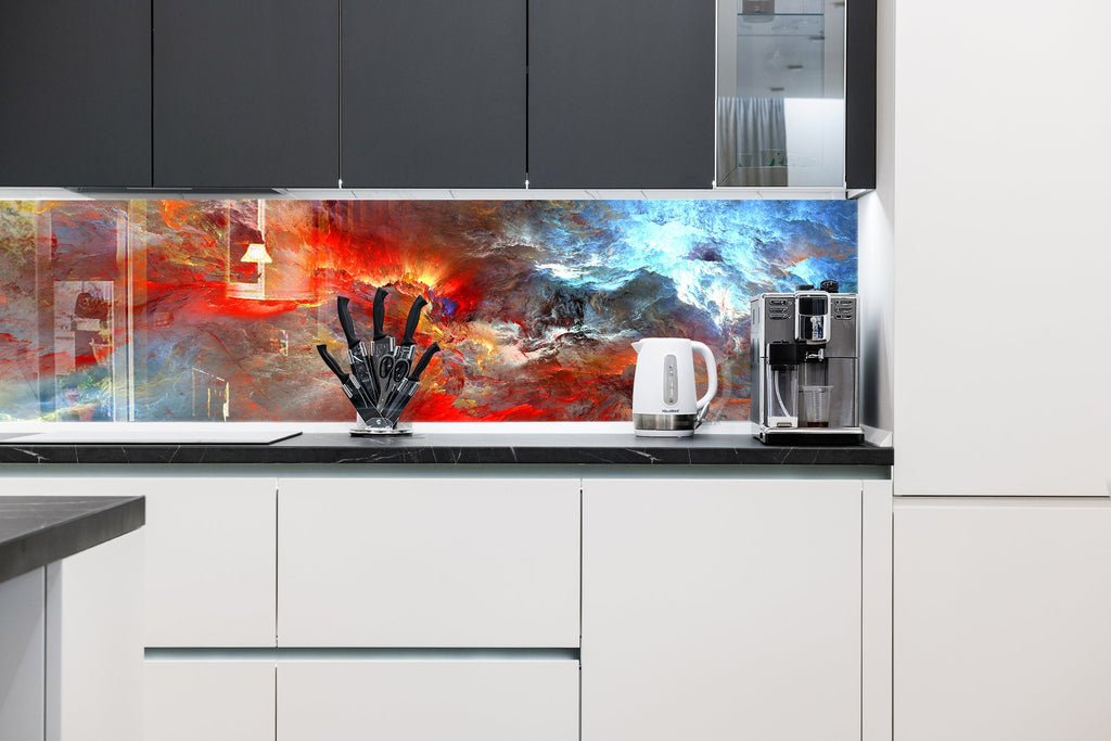 Abstract Tempered Glass Backsplash-BacksplashArtworks