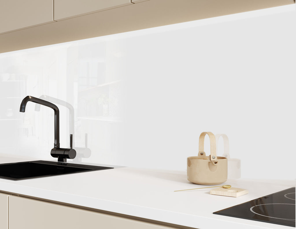 Light Grey - Glass Kitchen Backsplash-BacksplashArtworks