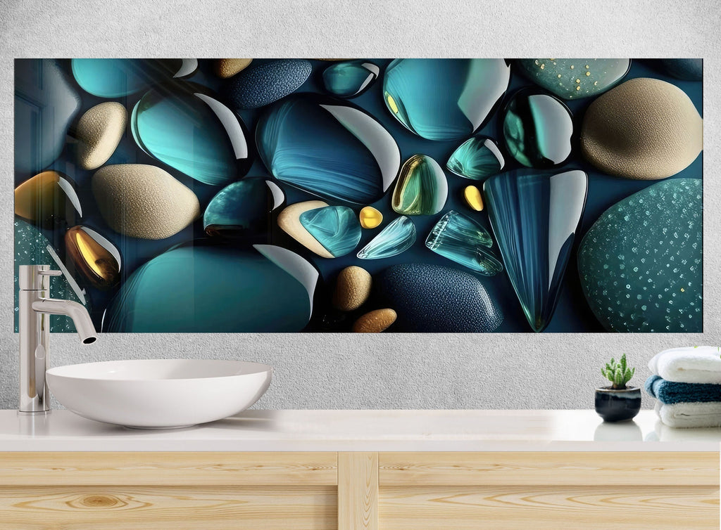 Zen Spa Stones Tempered Glass Backsplash-BacksplashArtworks