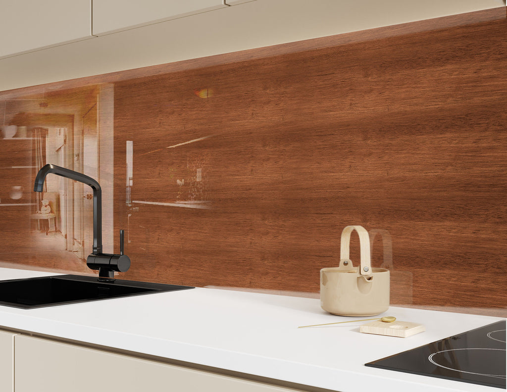 Classic Walnut Wood - Glass Kitchen Backsplash-BacksplashArtworks